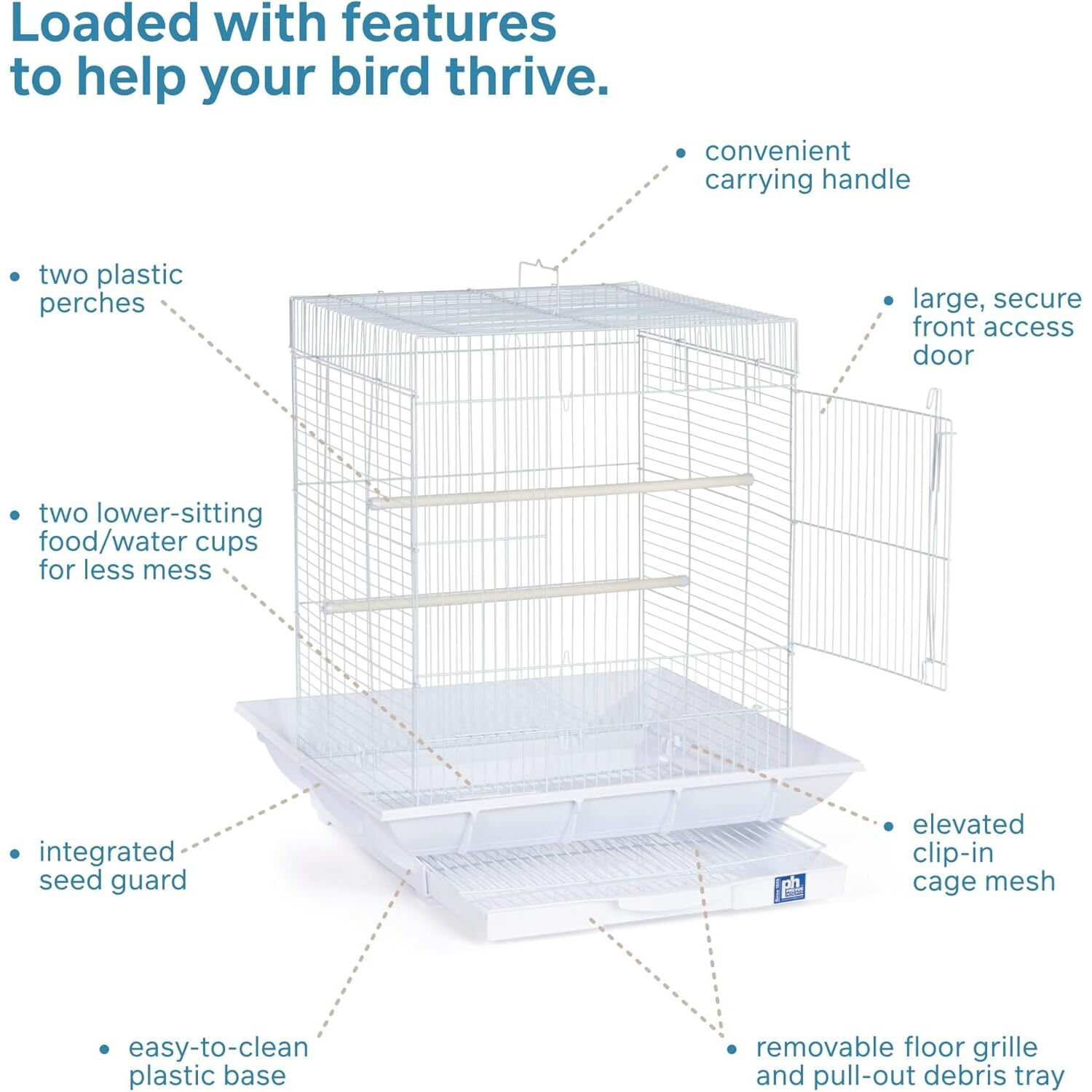 Mountain Majesty Clean Life Bird Cage with Spacious Interior, Durable Build, Easy-to-Clean Features, and Secure Design for Birds' Comfort