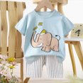 thumbnail image 2 of xaweyi Toddler Boy Clothes Baby Boy Outfits Toddler Boys Letter Print Short Sleeve Top Shorts 2PCS Summer Outfits, 2 of 4