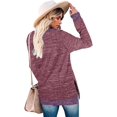 thumbnail image 3 of Femmes Col Rond Pulls Couleur Bloc Manches Longues Côté Fendue Tunique Tops, 3 of 4