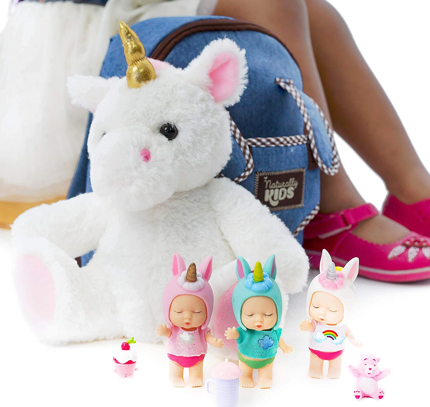 Naturally KIDS Small Unicorn Backpack for Girls Unicorn Toys for Girls - Unicorns  Gifts for Girls Age 5- Unicorn Stuffed Animal for Girls - Unicorn Plush Toys  for 3 4 6 7