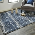 thumbnail image 2 of HomeRoots 515310 2 x 3 ft. Blue & Ivory Striped Stain Resistant Rectangle Area Rug, 2 of 8