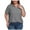 Gray, variant on Admvng Dressy Tops for Women Summer Plus Size Side Slit Solid Color Loose Casual Short Sleeve V Neck Top L-5XL