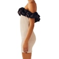 thumbnail image 4 of Coduop Women Off Shoulder Party Dress,Short Puff Sleeve Contrast Color Bodycon Short Mini Dress, 4 of 9