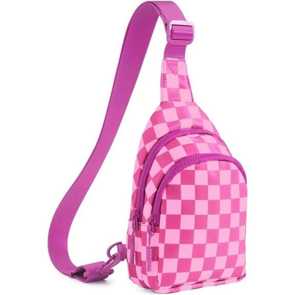Checkered Sling Bag for Women Small Backpack Crossbody Chest Bag Fanny Packs Purses