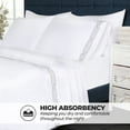 thumbnail image 4 of Superior Egyptian Cotton 1200 TC Embroidered White/Charcoal Sheet Set, Queen, 4 of 13