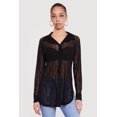 thumbnail image 2 of Women's Swirl Mesh Button Front Tunic Shirt, 2 of 4