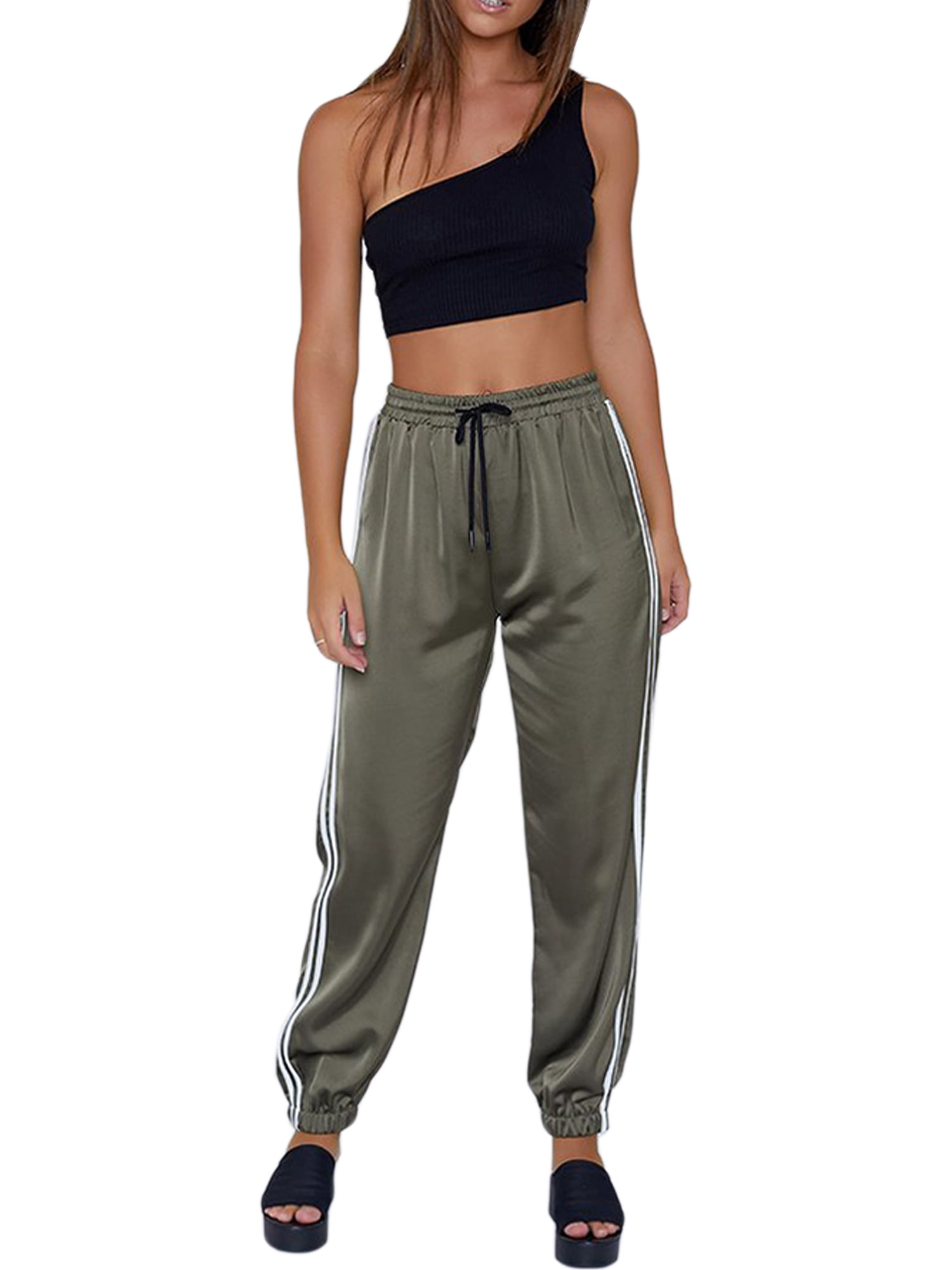 side striped drawstring track pants