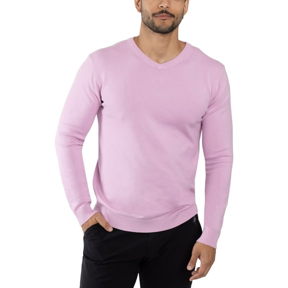 X RAY JEANS Mens Basic V-Neck Sweater Pullover, Pale Pink, 3XL