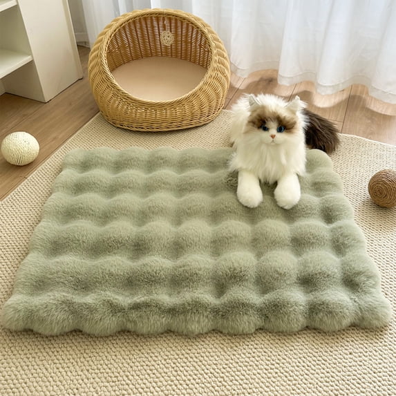 Self - Warming Pet Mat - Self - Heating Thermal Dog Bed Pad and Cat Warmer with Thick Pillow, Anti - Slip Durable Plush Mat, Easy - Clean Design for Indoor/Outdoor Use,Green