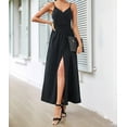 thumbnail image 2 of Mawalde Women Summer Maxi Dress Vacation Floral Spaghetti Strap Spring Casual Boho Split Beach Long Flowy Sundress Black XXL, 2 of 4