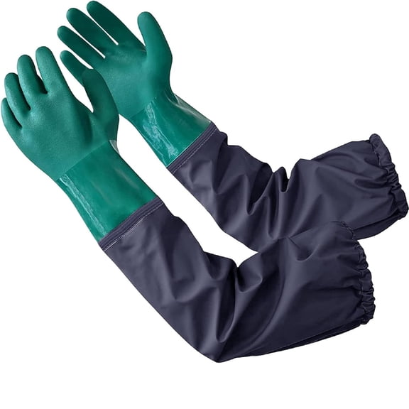 Full Arm Pond Gloves with Cotton lining Extra Long Waterproof Gloves for Pond Cleaning Care/Machinery Industry 25-inch