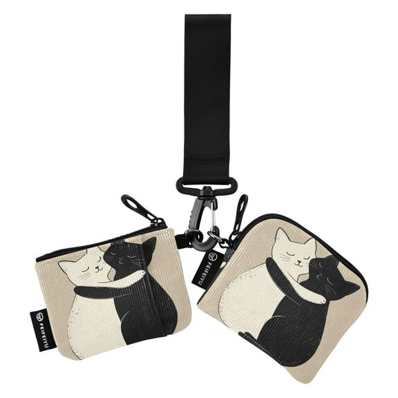 Portable Coin Purse Two 4.13x4.13 Iinches 4.13x3.5 Inches Wrist Coin Purse Keys Coin Purse Portable Women's Purse Cuddle Cat