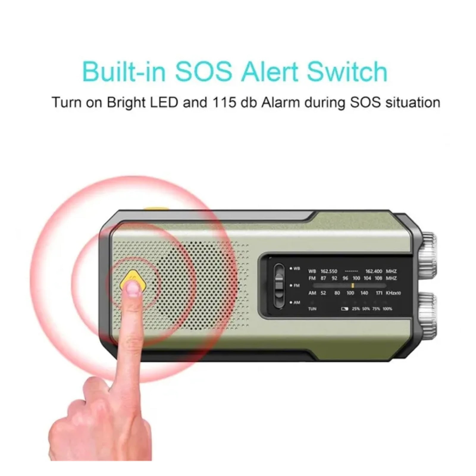 Weather Radio Emergency Multifunctional Radio FM AM WB Hand Crank Solar USB Charging 2000mAh Power Bank LED Flashlight Torch ,Listen Anytime, Anywhere