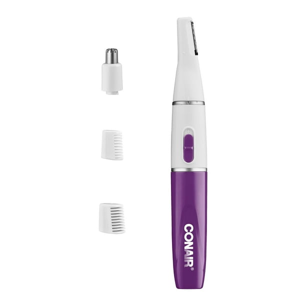 Conair Recortador de vello facial todo en 1 para mujer, perfecto para cara, orejas/nariz y cejas, funciona con pilas