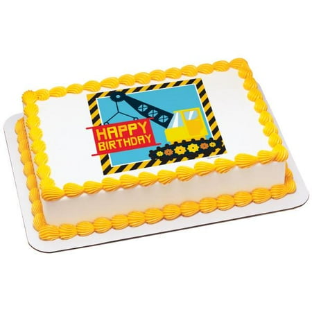 Under Construction Birthday Edible Cake Topper Image Walmart