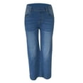 thumbnail image 6 of Coduop Women Seamed Front Wide Leg Jeans Stretch Denim Flare Jeans High Waist Long Jean Trousers, 6 of 8