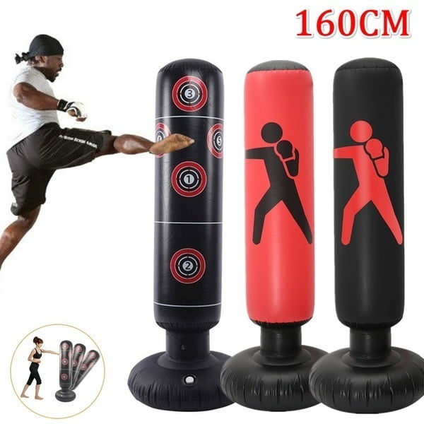 Details about   Adult Standing Boxing Punching Bag Inflatable Stand Kick Martial Training New 