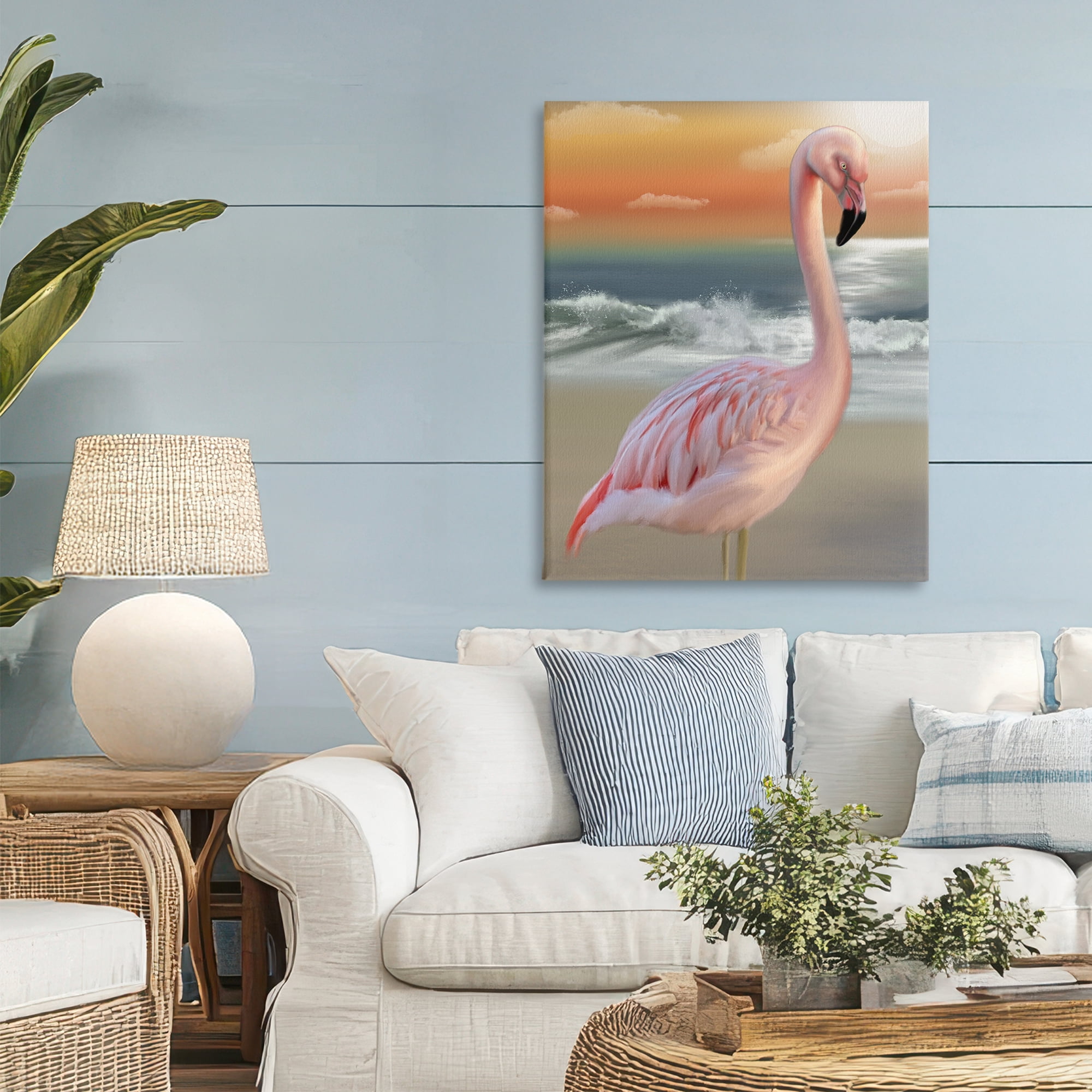 Stupell Industries Coastal Beach Flamingo Canvas Wall Art, design by Matthew Piotrowicz