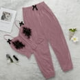 thumbnail image 4 of YWDJ Pajamas for Women Women V-Neck Velvet Stain Pajamas Bowknot Trousers Long Suit Pink S, 4 of 7