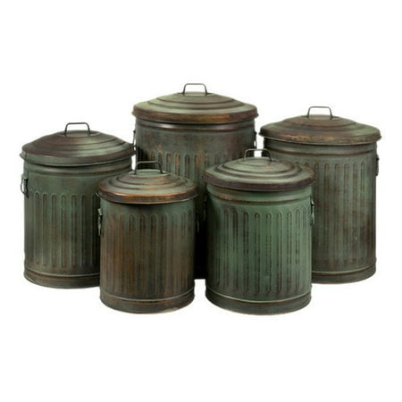 Wildon Home 5 Piece Leva Verdigris Storage Can Set in Copper