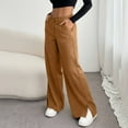 thumbnail image 4 of YYDGH Womens Corduroy Pants Baggy Elastic High Waisted Wide Leg Trousers Casual Comfy Lounge Palazzo Pants with Pockets, 4 of 9