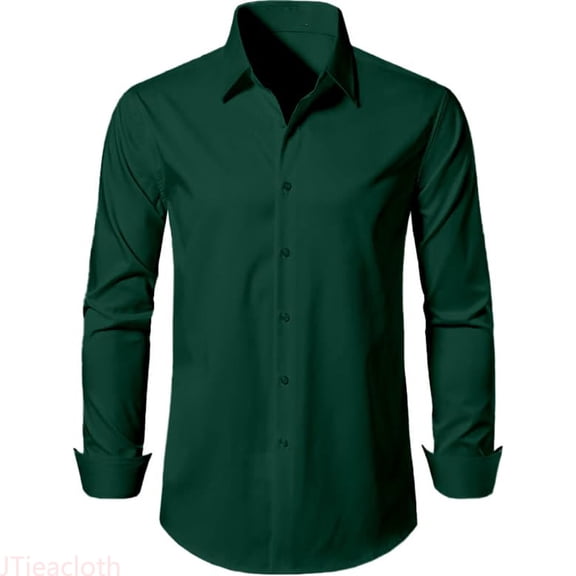 JTieacloth Classic Fit Shirt Comfortable Business Casual Long Sleeve Button Down Shirt For And Daily Wear Wrinkle Free Button Down Shirt Green