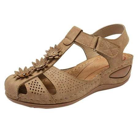 Women s Ladies Girls Comfortable Summer Shoes for Women Casual Ankle Hollow Round Toe Women Casual Shoes Size 5 Sandals Soft Sole Shoes
