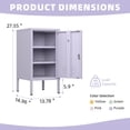 thumbnail image 2 of Armoire de Rangement en Métal Verrouillable avec 2 Tablettes Ajustables, Table d'Appoint Anti-Basculement à Porte Simple pour Salon Chambre Bureau, 27,55 Po, Vert Mat Violet Jaune Rose, 2 of 6