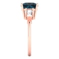 thumbnail image 3 of Three-Stone Engagement Ring for Women - 3ct Natural London Blue Topaz in 14K Rose Gold Promise Ring, 3 of 6