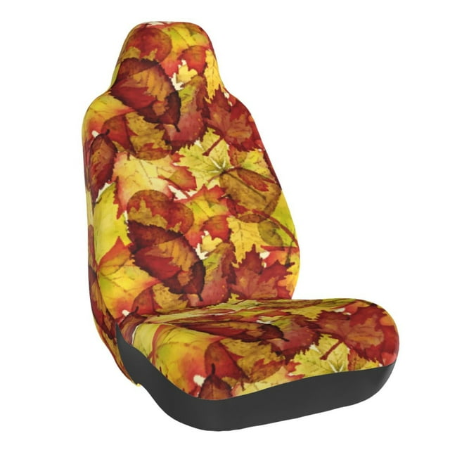 Wukai Autumn Mosaic Maple Leaves Full Set Car Seat Covers with Soft Padding Universal Auto Front Seats Protector and Cushion Mat