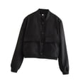 thumbnail image 4 of Chaqueta de mujer de primavera para mujer con bolsillos Ropa de mujer Abrigo casual Negro, 4 of 8