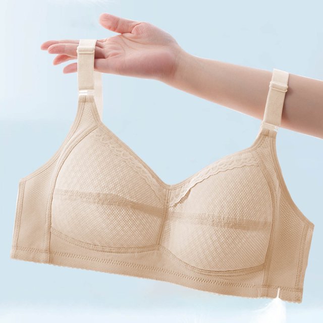 LOVZFMLL Bras for Women Woman's Solid Color Thin Style Ventilate Back Buckle Bra Without Steel Rim Beige 100B
