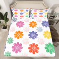 thumbnail image 1 of Erosebridal Colorful Daisy Fitted Sheet Set Queen, Two Groovy Party Flower Bedroom Set, Super Cozy 3pcs, 1 of 5