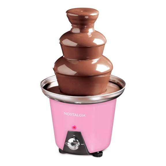 Nostalgia 3 Tier Chocolate Fountain, 24 oz Auger-Style Chocolate Fondue Fountain, Pink