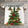thumbnail image 3 of Ambesonne Christmas Quilted Bedspread Set 3 Pcs, Christmas Tree Style, King Size, Red Green Yellow, 3 of 3