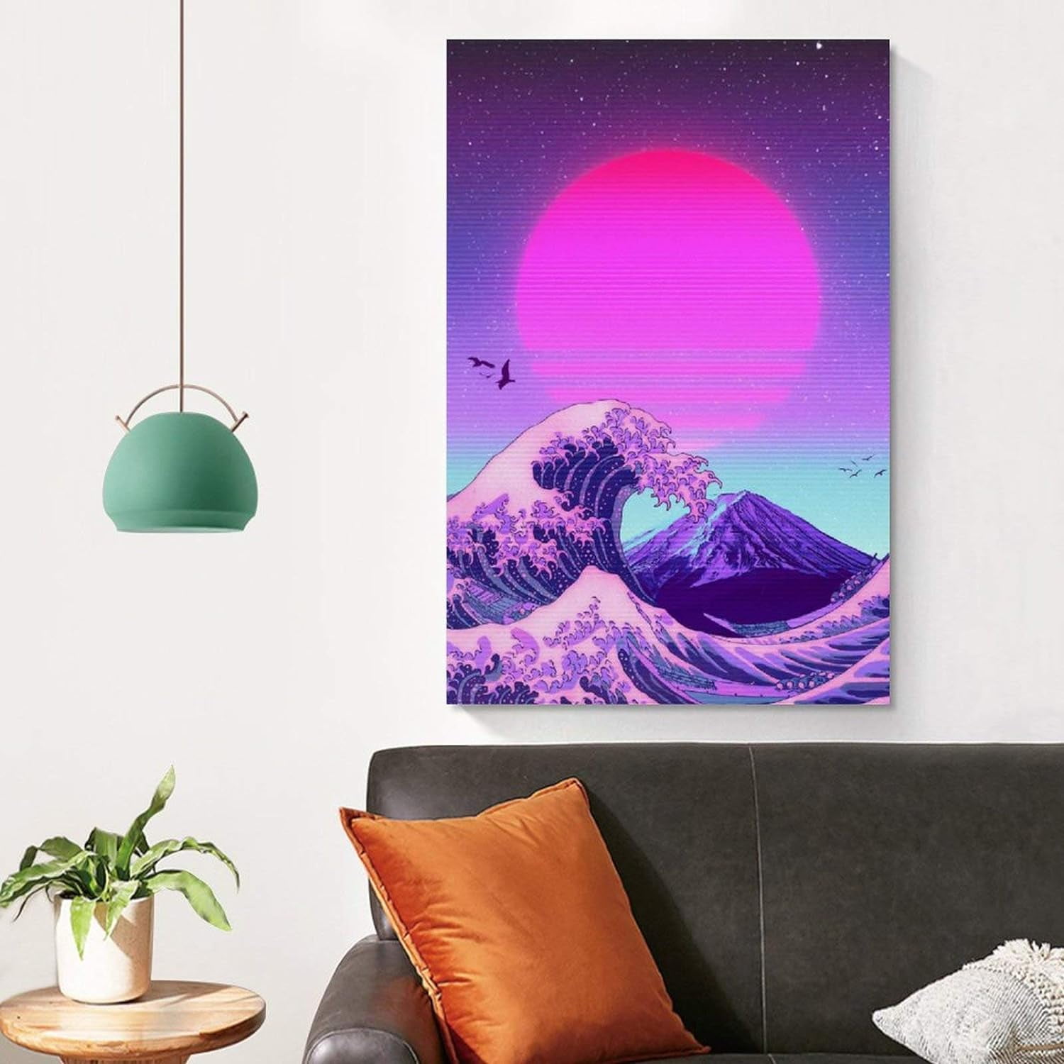 HSHDLDF Great Wave Kanagawa Aesthetic Vaporwave Canvas Art Poster