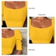 thumbnail image 5 of Camiseta informal de manga abombada con cuello redondo y corte ajustado para mujer, camiseta de Color puro acanalada, 5 of 7