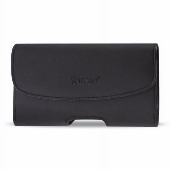 Reiko Leather Horizontal Pouch With Embossed Logo Samsung S4/ S3-Black