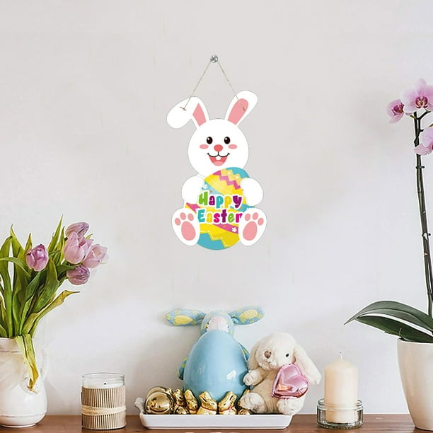 Decoraciones de Pascua, adornos de Pascua, regalos de Pascua, letrero de puerta de conejito de Pascua FELIZ PASCUA, letreros colgantes para fiestas al aire libre en el porche, decoraciones colgantes,