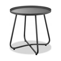 Gray Aluminum Indoor Outdoor Round End Table