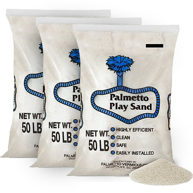 Palmetto 3 Pack Soft Play Sand, Safe Low-Dust Natural Sand for Sandboxes, 50 lbs