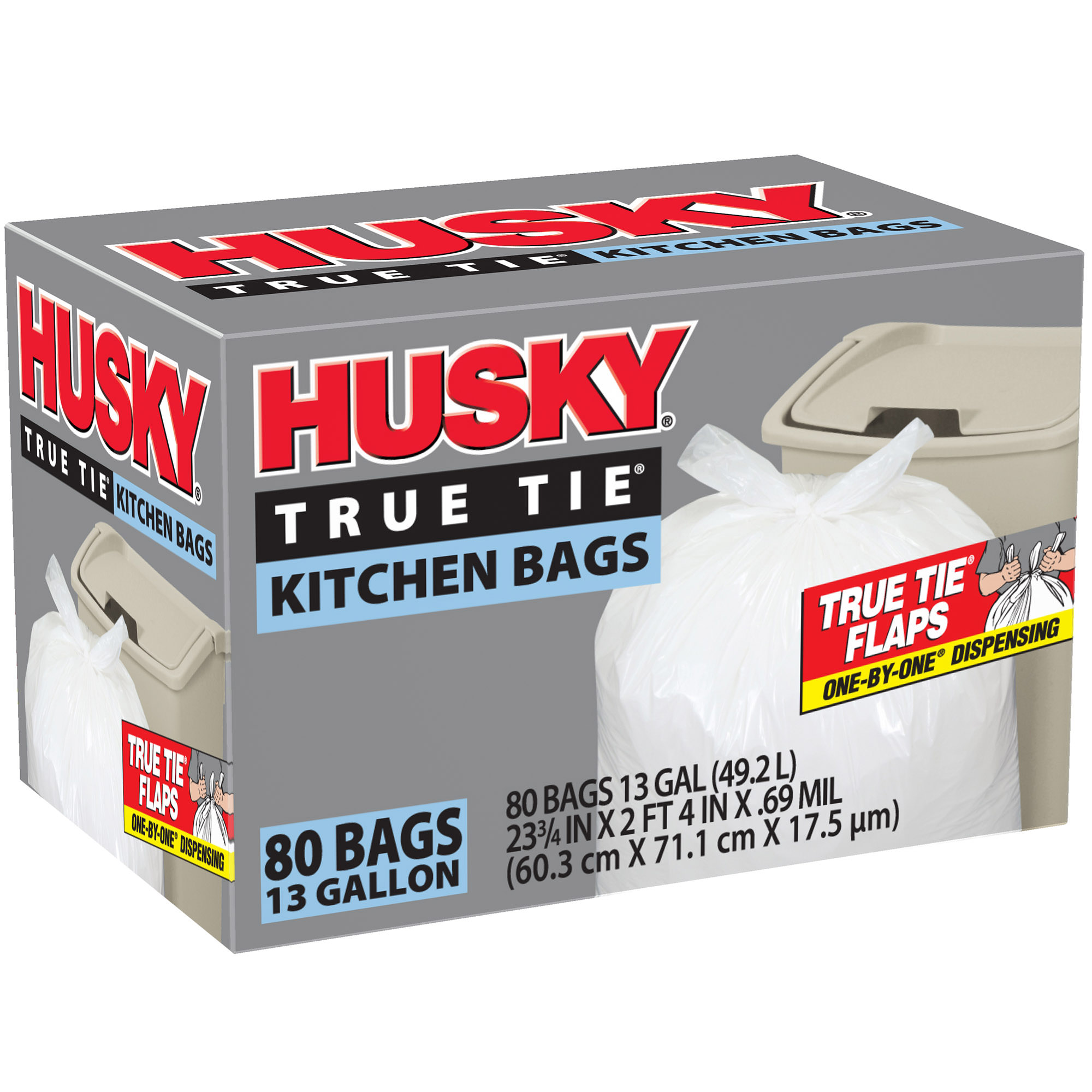 Husky 13 Gal Flap Tie 80 Ct White Tall Kitchen Bag - Walmart.com