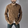 thumbnail image 1 of pstuiky camisas de hombre de manga larga, Camiseta lisa de manga larga con cuello vuelto para hombre, informal, elegante, cómoda, con bolsillos y botones, con capucha salir tops l, 1 of 6