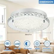 Lzawvm Crystal Ceiling Light Fixture Flush Mount Ceiling Light Dimmable LED Bright 4000K for Bathroom Living Room Kitchen 11Inch 18W