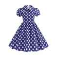 thumbnail image 3 of oqasdz Dresses for Girls Casual Short Sleeve Polka Dot Print Sundress with Collared Soft Playwear for Toddlers and Kids Princess Summer Dress, 3 of 4