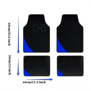 Leadwolf 4pcs Car Floor Mats Universal for Cadillac Blue Velvet Colored Stripe All Weather Front Rear Liner Carpet