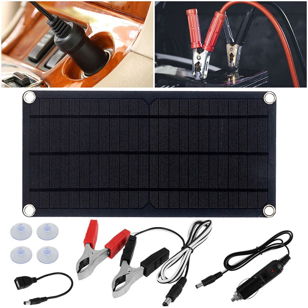 10W 6Vsolar Charger Car Battery Maintainer Portable Solar Panel Kit With Adapter Smile Home