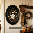 thumbnail image 6 of Vintage Halloween Ghost Wall Art, Oval Framed Spooky Decor, Rustic Farmhouse Style for Living Room & Entryway, Seasonal Home Decoration for Halloween Lovers, 6 of 7