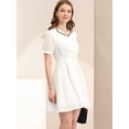 thumbnail image 2 of INSPIRE CHIC Vestido Camisero Con Volantes Y Cuello Peter Pan Para Mujer Blanco L, 2 of 6