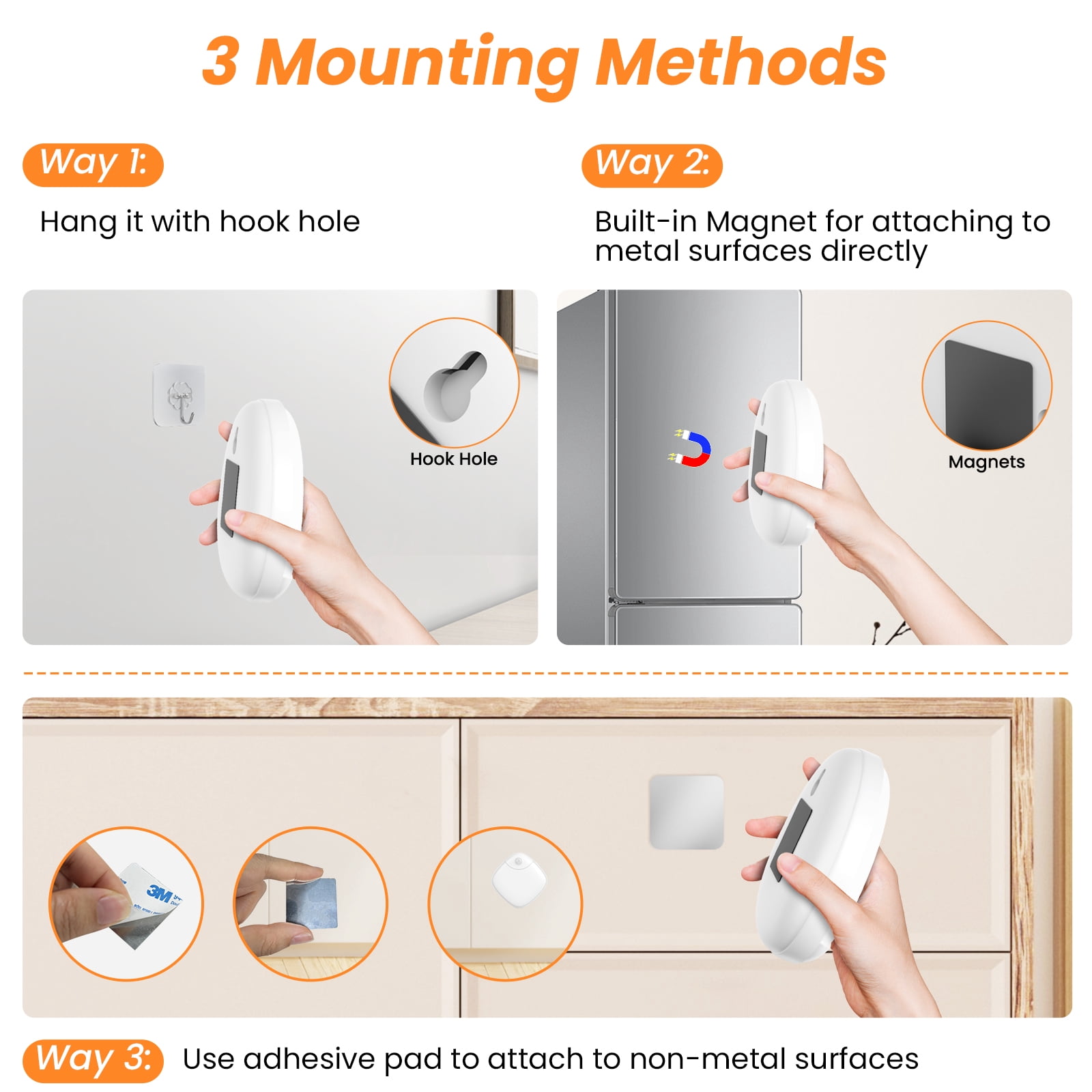 RUXAN Motion Sensor Light- for Outdoor, Yard, Wall, Inside, Cabinet Flood, Magnetic LED Night Light , 4 Pack, Warm White